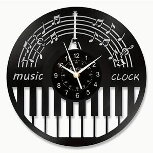 Y2K Retro Laser Cut Vinyl Record Album Wall Clock Eclectic Jazz Music Piano